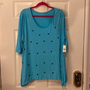 NWT Simply Emma blue top with beading 1X